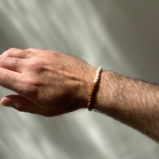 One Gold / Brown & Pearly Glass