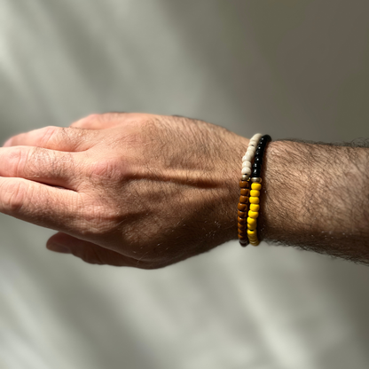 One Gold / Brown & Pearly Glass