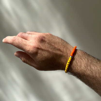 One Silver / Yellow & Orange Glass
