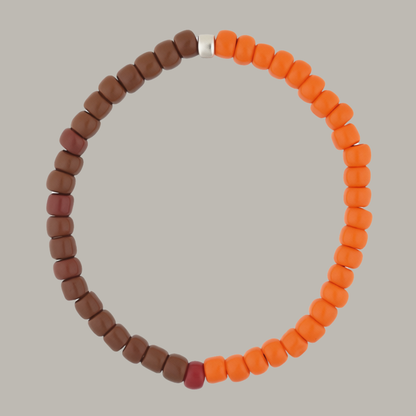 One Silver / Orange & Brown Glass